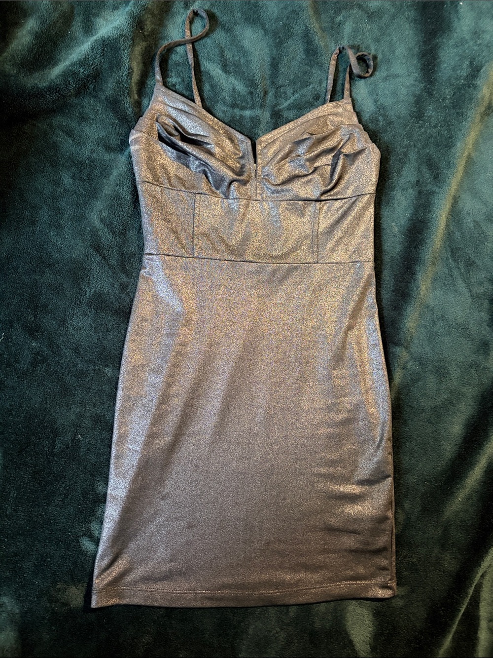 Metallic Charcoal Mini Dress